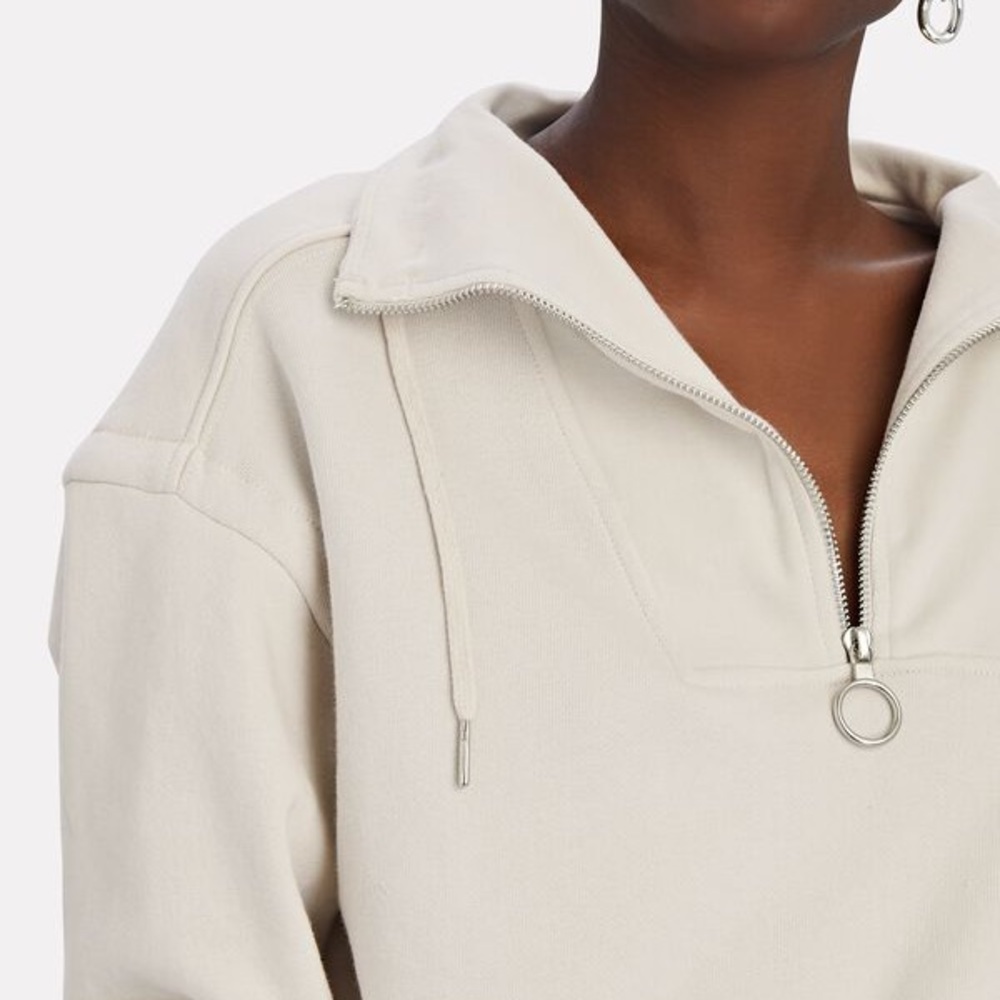 JONATHAN SIMKHAI STANDARD Zella Cropped Half Zip Sweatshirt Top French Terry S - Picture 6 of 16